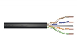 Installation cable U/UTP cat. 5e, PE wire, external gelled, black, 305m (reel)