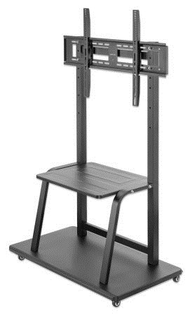 Manhattan TV & Monitor Mount, Trolley Stand, 1 screen, Screen Sizes: 37-100", Black, VESA 200x200 to 800x600mm, Max 150kg, Shelf and Base for Lapto...