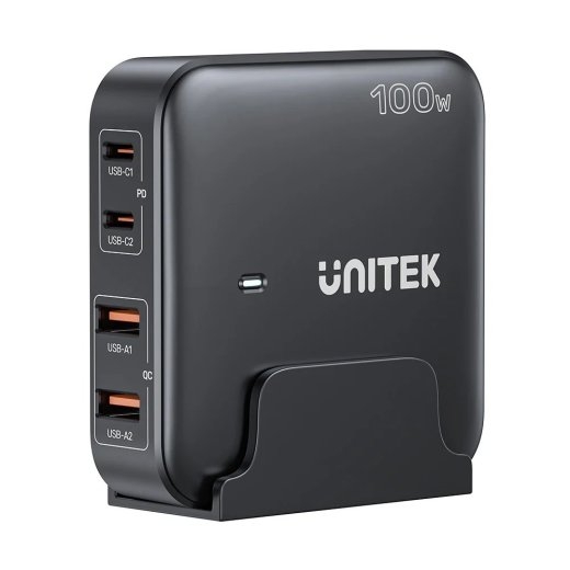 GaN network charger - Unitek P1229ABK01- 100W 2x USB-C 2x USB-A