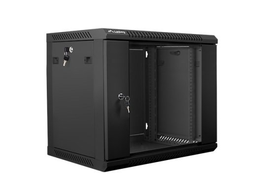 Lanberg 19'' wall-mounted installation cabinet 9U 600x450mm black (glass door)