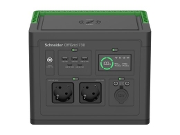 Schneider Electric OffGrid Portable Power Station 730, 738Wh Lithium-ion, LCD, 2 CEE 7/3 Schuko outlets, Sinewave, 3 USB-A, 2 USB-C, Wireless Charg...