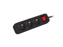 Lanberg Cable Power Strip, 3X French Outlets with Switch, Quality-Grade Copper, 3 m PS1-03E-0300-BK