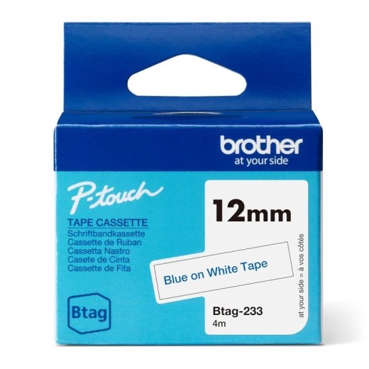 Brother label tape BTAG-233 - 12 mm x 4 m - Blue on White