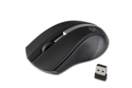 Wireless optical mouse, GALAXY black/silver, rubber surface