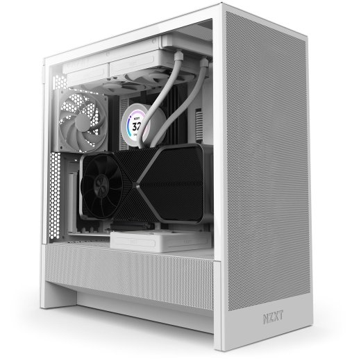 Case NZXT H5 Flow MidiTower Not included ATX MiniITX Colour White CC-H52FW-01