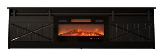 RTV GRANERO + fireplace cabinet 200x56.7x35 black/black gloss