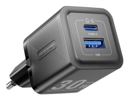 MOBILE CHARGER WALL 30W USB-C/2P BLACK FEQB0- VENTION
