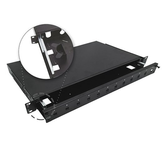 Alantec 12xSC simplex / 12xLC duplex 19" 1U telescopic fibre optic patch panel with mounting accessories