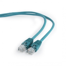 Green Patch cord cat. 5E molded strain relief 50u" plugs, 5 m