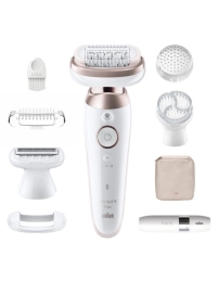 Braun Epilator SES9-360 Silk épil 9 Flex 3D Operating time (max) 50 min Number of power levels 1 Wet & Dry White/Rose