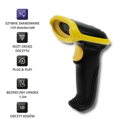 Qoltec 50862 Wireless Laser Barcode Scanner 1D 2.4GHz