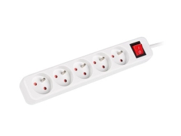 Lanberg Cable Power Strip, 5X French Outlets with Switch, Quality-Grade Copper, 1.5 m PS1-05E-0150-W