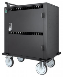 Manhattan iPad to 13", MacBook Air to 13" & Chromebook to 14" 32-bay Charging Trolley/Cart via USB-C, Also other tablets/smartphones (with device t...