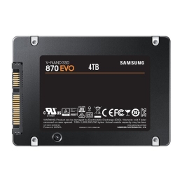SSD SAMSUNG 870 EVO 4TB SATA MLC Write speed 530 MBytes/sec Read speed 560 MBytes/sec 2,5" TBW 2400 TB MTBF 1500000 hours MZ-77E4T0B/