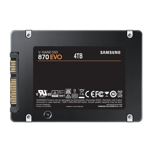 SSD SAMSUNG 870 EVO 4TB SATA MLC Write speed 530 MBytes/sec Read speed 560 MBytes/sec 2,5" TBW 2400 TB MTBF 1500000 hours MZ-77E4T0B/