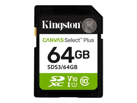 Kingston Canvas Select Plus 64 SD Flash memory class Class 10, UHS-I, U1/U3, Video Class 10/30