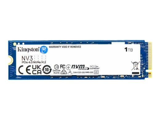 Kingston SSD NV3 1000 SSD form factor M.2 2280 Solid-state drive interface PCIe NVMe Gen 4.0 (x4) Read speed 6000 MB/s Write speed 4000 MB/s