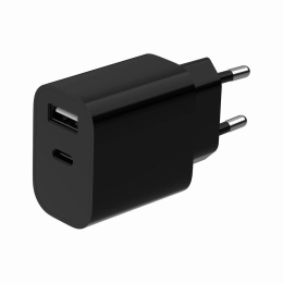 Gembird Universal charger USB-A+C, 2.4A, black