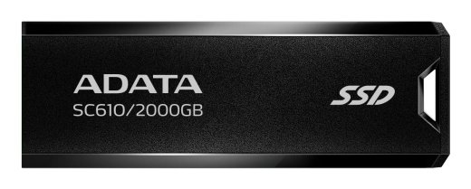 External SSD ADATA SC610 2TB USB 3.2 Write speed 500 MBytes/sec Read speed 550 MBytes/sec