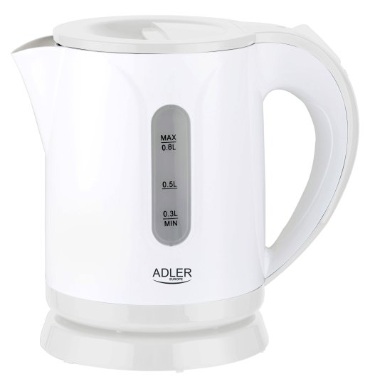 Adler Kettle AD 1371w Electric 850 W 0.8 L Stainless steel/Polypropylene 360° rotational base White