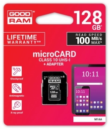 Memory card microSDHC 128GB CL10 UHS I + adapter
