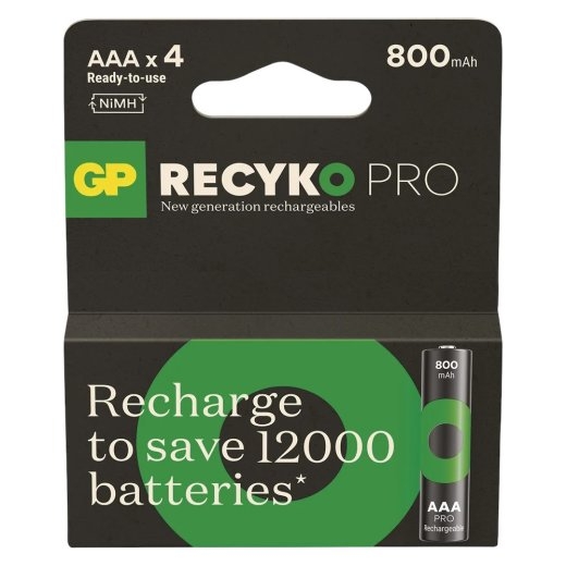 GP Battery Batteries R03/AAA NI-MH 800mAh blister 4pcs. PRO