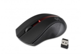 Wireless optical mouse, GALAXY black/red, rubber surface