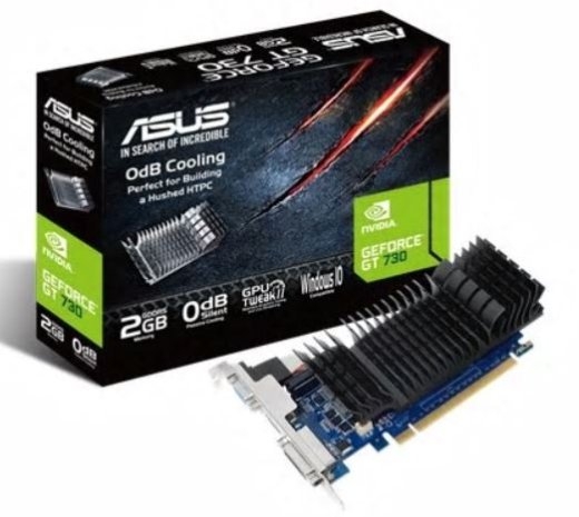 Asus GF GT730-SL-2GD5-BRK NVIDIA 2 GeForce GT 730 GDDR5 Cooling type Passive DVI-D ports quantity 1 HDMI ports quantity 1 PCI Express 2.0 Memory cl...