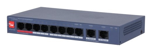 Switch DAHUA DH-CS4010-8ET2GT-110 8xRJ-45 ports RJ-45 Ports Type Fast Ethernet (10/100) 2xGigabit Ethernet (copper) ports quantity 8xPower over Eth...