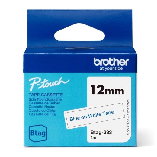 Brother label tape BTAG-233 - 12 mm x 4 m - Blue on White