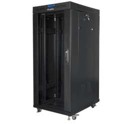 Standing rack cabinet 19 inches 27U 800x1200 black LCD glass door FLAT PACK