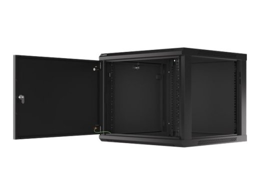 Lanberg Rack cabinet 19" wall-mount 9U/600x600 (flat pack) for self-assembly with metal door WF01-6609-00B Black
