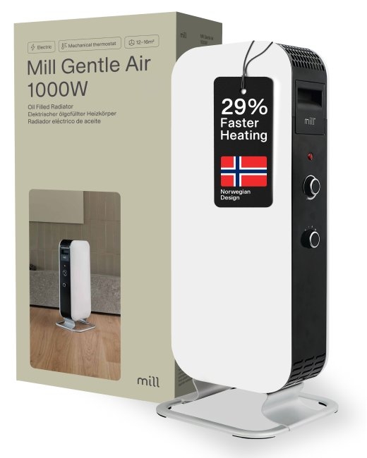 Mill Heater AB-H1000MEC Oil Filled Radiator 1000 W Number of power levels 3 Suitable for rooms up to 12-16 m² White