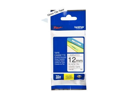 Brother TZ-231 Laminated Tape Black on White TZe 8 m 1.2 cm