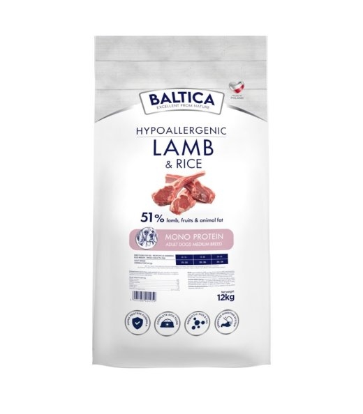 BALTICA Nutraceutic Hypoallergenic Lamb & Rice M - dry dog food - 12kg