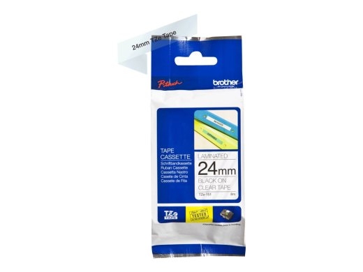 Brother TZE-151 Laminated Tape Black on Clear TZe 8 m 2.4 cm