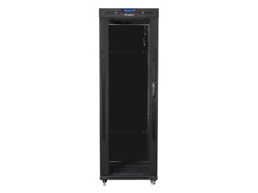 Installation cabinet rack 19 37u 600x800 black, black glass door lcd (Flat pack)