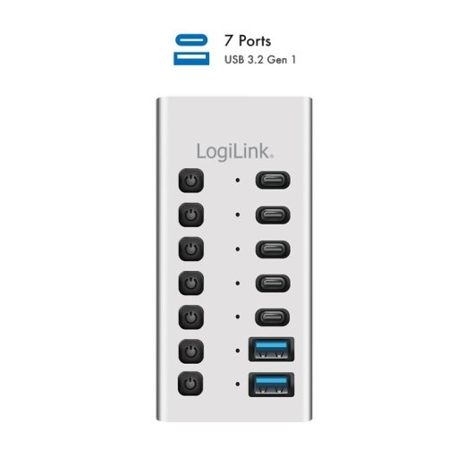 Logilink Hub USb3.2 Gen1 7 ports USB-A/C, on/off switch