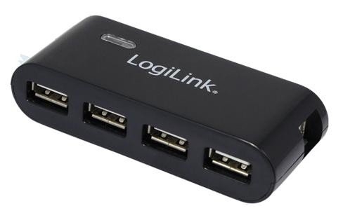 HUB USB 2.0 4-Ports with power supply, Black