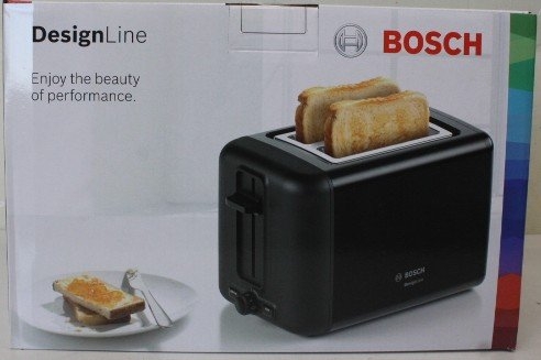 SALE OUT. Bosch DesignLine Toaster TAT3P423 Power 970 W Number of slots 2 Housing material Stainless steel Black DAMAGED PACKAGING AND ITEM BODY
