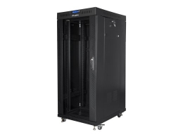 Lanberg Rack cabinet 19" free-standing 27U/800x1000 (flat pack) with glass door, LCD FF01-8027-12BL Black
