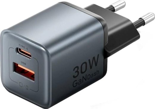 Vention 30W - charger with GaN technology, 1x USB-A, 1x USB-C (black)