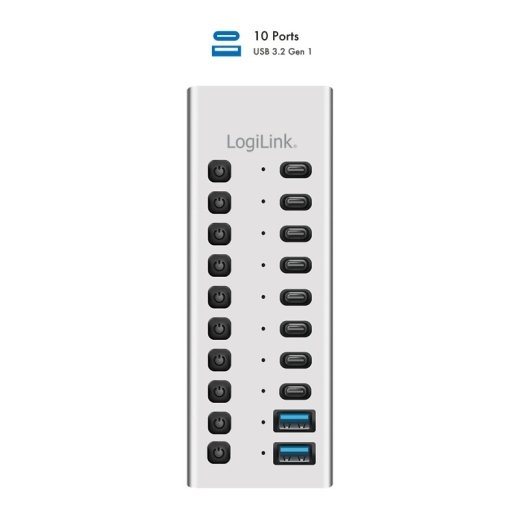 Logilink Hub USB3.2 Gen1 10ports USB-A/C, on/off switch