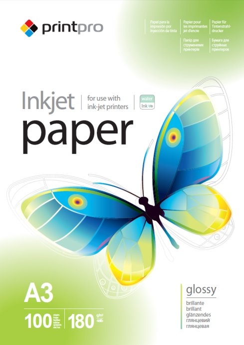 Photo paper PrintPro, 100 sheets High Glossy 180 g/m² A3