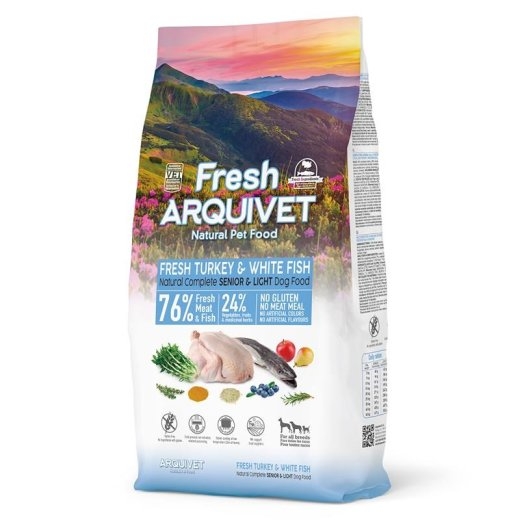 ARQUIVET Fresh Senior & Light Turkey and Fish - semi-moist dog food - 10 kg