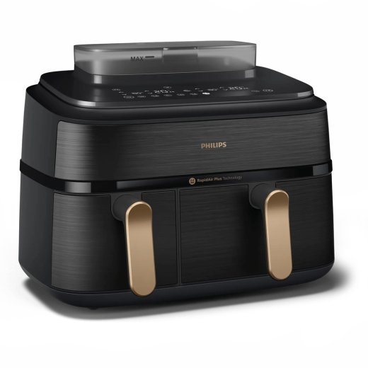 Philips 5000 series NA552/00 fryer Double 9 L Stand-alone 2750 W Hot air fryer Black, Gold