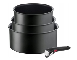 Aluminum TEFAL Pot Set, 4 pcs L7649453 Ingenio Ultimate Black