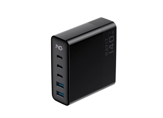 Havit UCLE004 - GaN five-port travel charger 140 W, black
