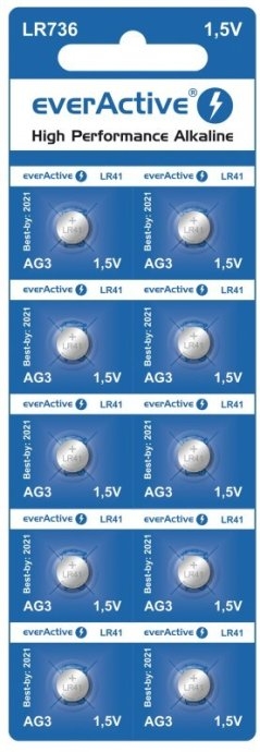 Mini alkaline batteries everActive G3 LR736 LR41 10 pcs