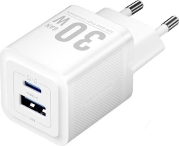 Vention 30W - charger with GaN technology, 1x USB-A, 1x USB-C (white)